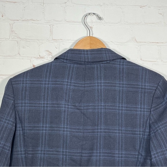 Lands End Blazer Womens Size 10P Blue Plaid One Button Lined Classic - Picture 5 of 11